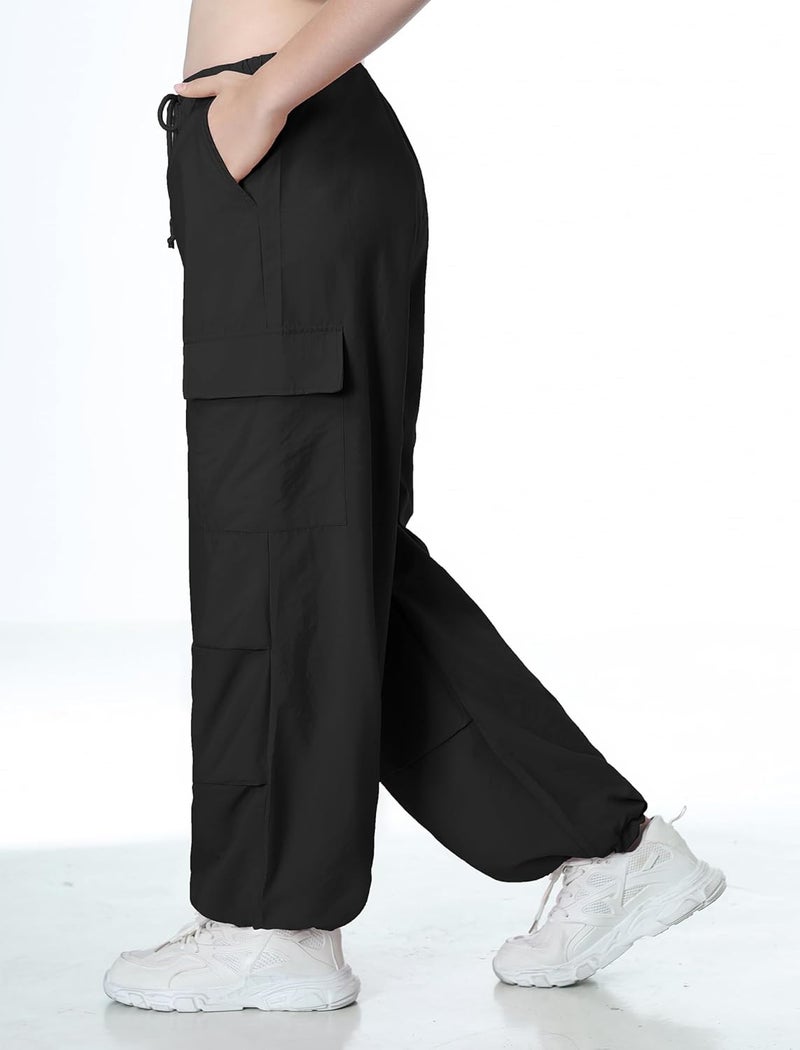 Mebius Store Girls Parachute Pants Baggy Cargo Hiking Joggers Hip Hop Dance with Pockets Trousers for Kids 8-14Y - Image 4